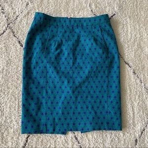 Fossil green & blue pencil skirt w/ pockets